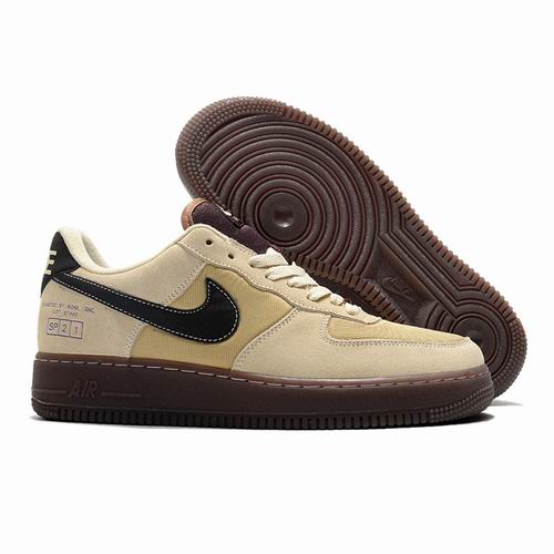 Cheap Nike Air Force 1 Beige Coffee Shoes Men and Women-65